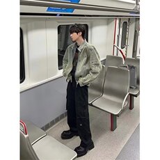 复古水洗做旧牛仔外套男春秋炸街宽松休闲工装夹克网图JN1230-P78，男装工装外套，星座302B
