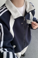 WY10190-特P60420g重磅-高品质-条纹设计感大码保暖卫衣外套男，男装棉衣，电商A059