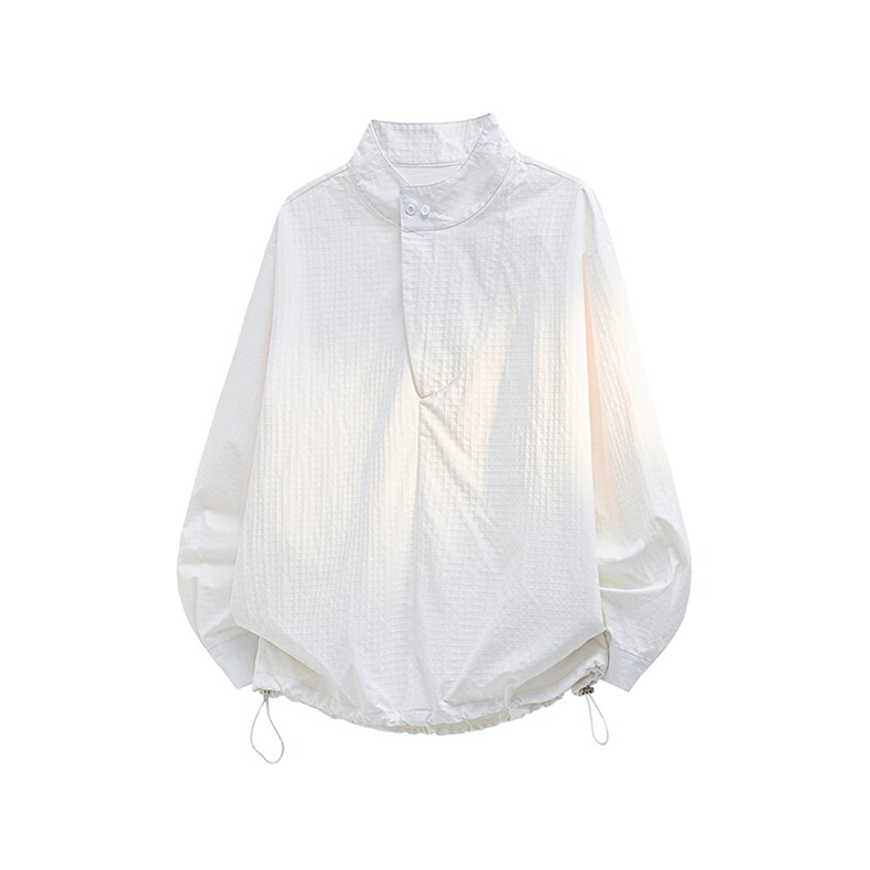 时尚立领棒球服衬衫韩版户外宽松抽绳防晒外套衬衫男冲锋衣P42，男装防晒衣，电商B319