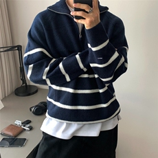 日系vintage毛衣男女秋装ins慵懒bf软糯套头拉链针织衫MZ794-P47，男装针织衫/毛衣，星座412-1