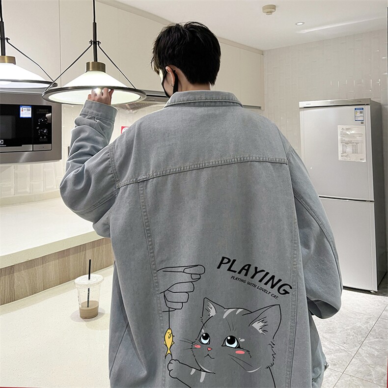 牛仔夹克男大码牛仔外套男茄克 NJ77129-P60加绒款-P75图片