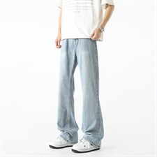 微喇牛仔裤男款夏季半松紧潮流美式vibe复古XZ201-7110P42，男装牛仔裤，星座201