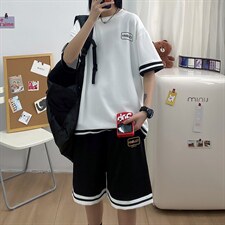 短袖t恤套装2023新款夏季休闲帅气搭配潮流衣服A161-2-TZ01-P45，男装休闲套装，电商A161-2