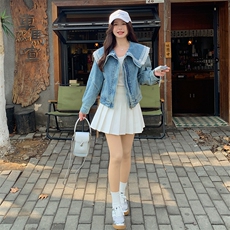 2025秋季短款牛仔外套RF2C290-6825#-P150-235，女装短外套，2C290