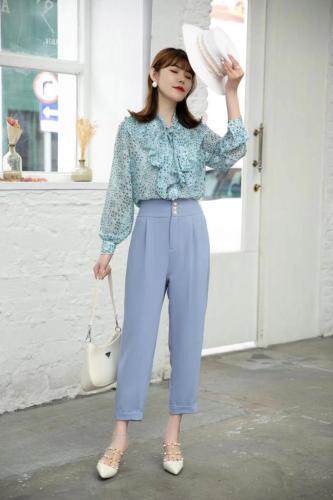 【现货】春夏新款花边衬衫配西装裤，女装衬衫，笑思源
