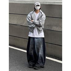 【有货】灰色卫衣连帽小众设计感假两件开衫外套WY971特P55，男装卫衣，星座908-1