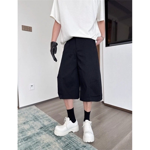 白色七分裤短裤男2025夏季新款高级感宽松阔腿直筒中裤子 K752图片