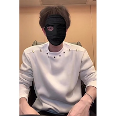 1506/QT7210/P50秋季垫肩设计感小众金属装饰卫衣潮重磅痞帅上衣，男装卫衣，星座1506