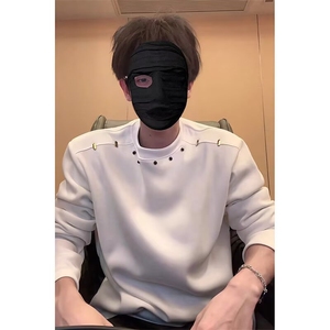 1506/QT7210/P50秋季垫肩设计感小众金属装饰卫衣潮重磅痞帅上衣图片