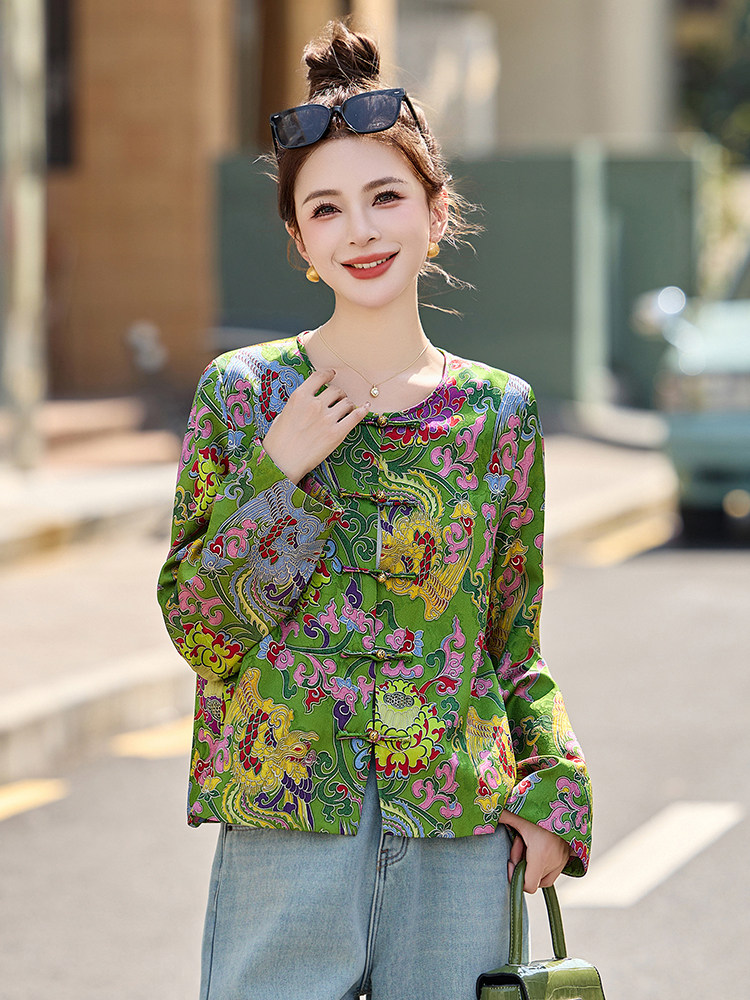 新中式改良国风女装小个子短款独特漂亮初春外套唐装盘扣上衣开衫,女装短外套,布芭啦