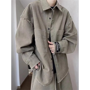 得物二开 美式潮牌秋季工装长袖情侣休闲立领衬衣外套JK1255-P68图片