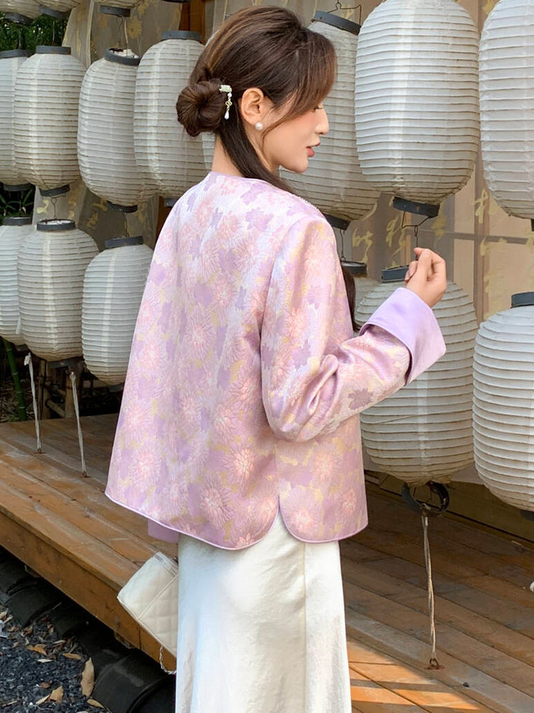 2026年春季新中式高级感g风提花刺绣圆领外套,女装短外套,超帛