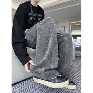 秋季新款美式编织亮闪设计宽松百搭休闲裤B315-K25860-特p35控68图片