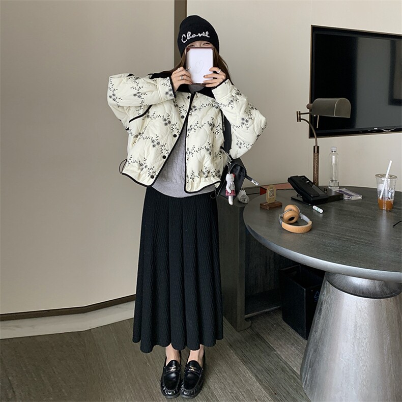 现货撞色毛线娃娃领刺绣轻薄棉服2C159-7683-P165-K248,女装棉衣/棉服,2C159