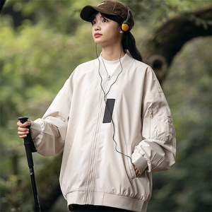 JK751 P68港风二开宽松棒球服夹克百搭落肩简约上衣外套图片