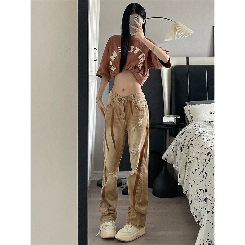 B221 美式ins高街小众个性男女破洞牛仔裤 LK23001-P65 控88图片