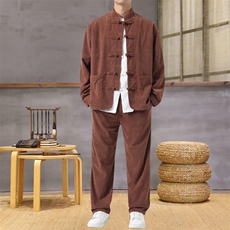 男士外套灯芯绒夹克套装盘扣立领风XZ1512-2501套装-P110，男装夹克，星座1512