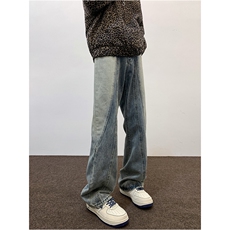 美式复古牛仔裤男春季直筒裤vibe高街微喇裤子潮JN036-P55-78，男装牛仔裤，星座1008-1