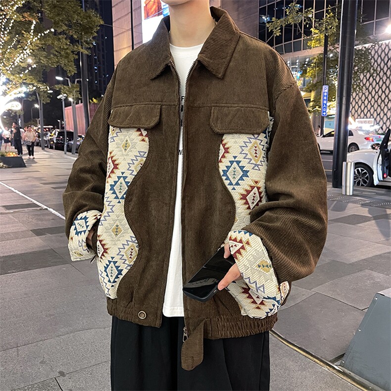 Wt311-P62秋季新款灯芯绒拼接夹克图片