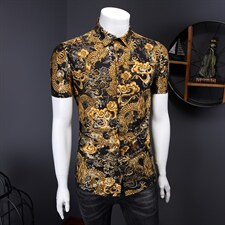 2021花衬衫大码衬衣沙滩涤棉衫弹力短袖9899P40M-7XL码假模图，男装T恤，星座1106
