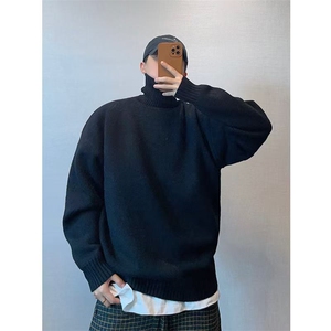 1506-1/M60641/P43冬季男士高领毛衣慵懒风加厚宽松帅气打底外套图片