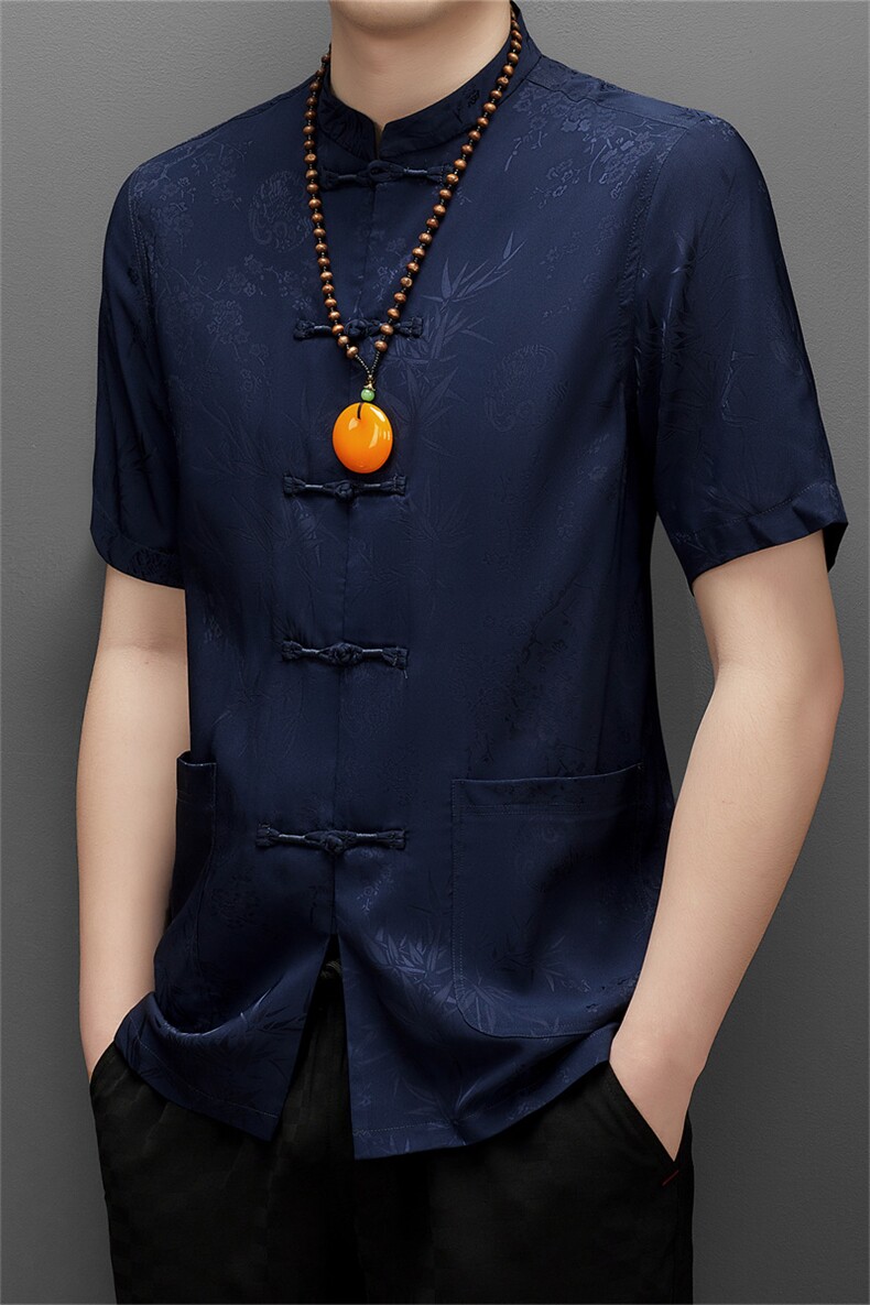 男士短袖t恤男夏季风男装唐装半袖夏装套装中式复古汉服衣服,男装民族服装,电商B212（原钱塘6029）