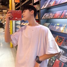 港风夏装拼接上衣潮流短袖T恤男宽松日系T/，男装T恤，电商D202