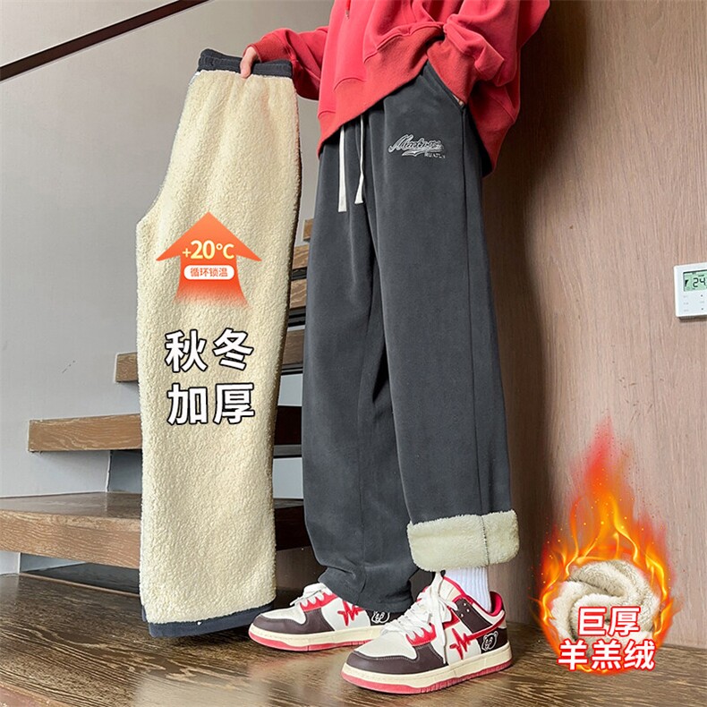 217-2-NK556-P45 冬季新款羊羔绒加绒加厚直筒休闲裤男大码卫裤图片