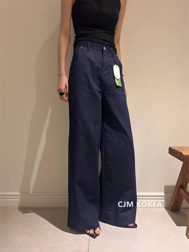 撒银牛仔弯刀裤百搭时尚简约,女装休闲裤,湘姗