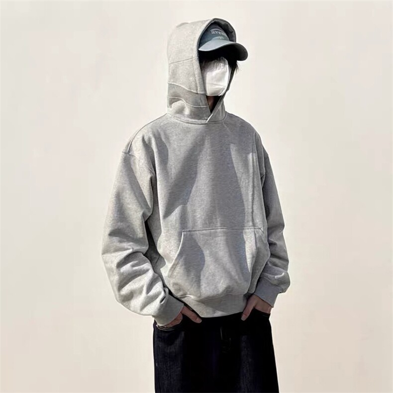 抖音得物高品质二开美式高街重磅结构辑明线纹理连帽卫衣外套W109，男装卫衣，电商A486