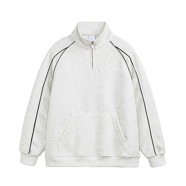 秋季重磅380克全棉宽松设计感拉链套头立领卫衣外套AH901-P39，女装短外套，星座610B-1