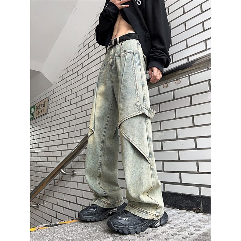 秋冬季美式高街牛仔裤男 潮牌个性显高设计感休闲裤G625/P58图片