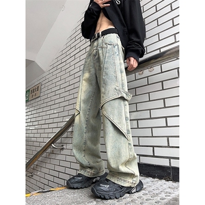 秋冬季美式高街牛仔裤男 潮牌个性显高设计感休闲裤G625/P58图片