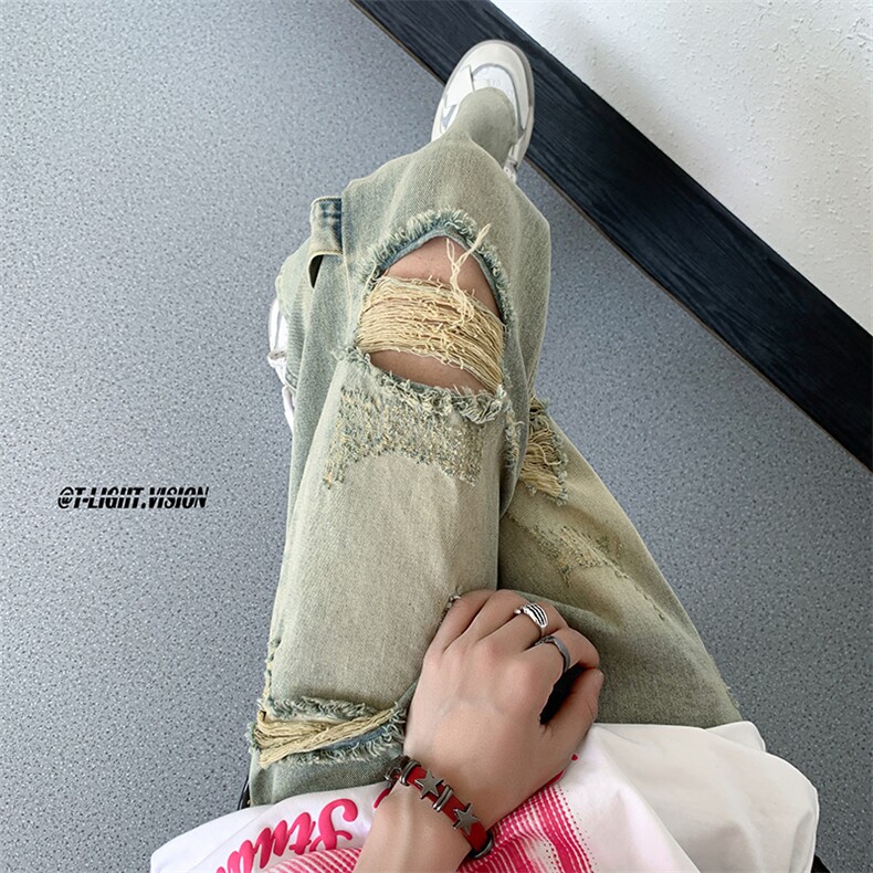 B221 美式ins高街设计感拉链直筒七分牛仔裤 LK23071-P55 控78图片