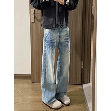 现货DK1830-特批38抖音得物高质量重磅水洗闪电纹牛仔裤，男装牛仔裤，星座603-2