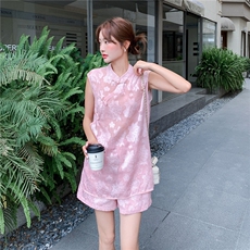 现货夏装新款新中式盘扣复古套装两件套2270-P160-K249，女装套装/套裙，网红馆