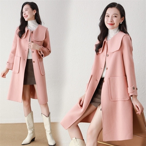 赫本风小个子双面羊毛大衣女2025新款秋冬中长款羊毛呢外套高级感图片