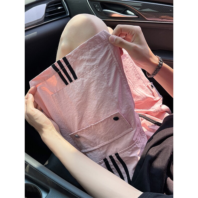 8XL-M三条杠工装短裤大码休闲运动中裤条纹冰丝五分裤DK1303/P48,男装牛仔裤,电商B238