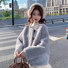 【有货】灰蓝色皮毛一体外套C9936P195K295，女装皮草，2D113