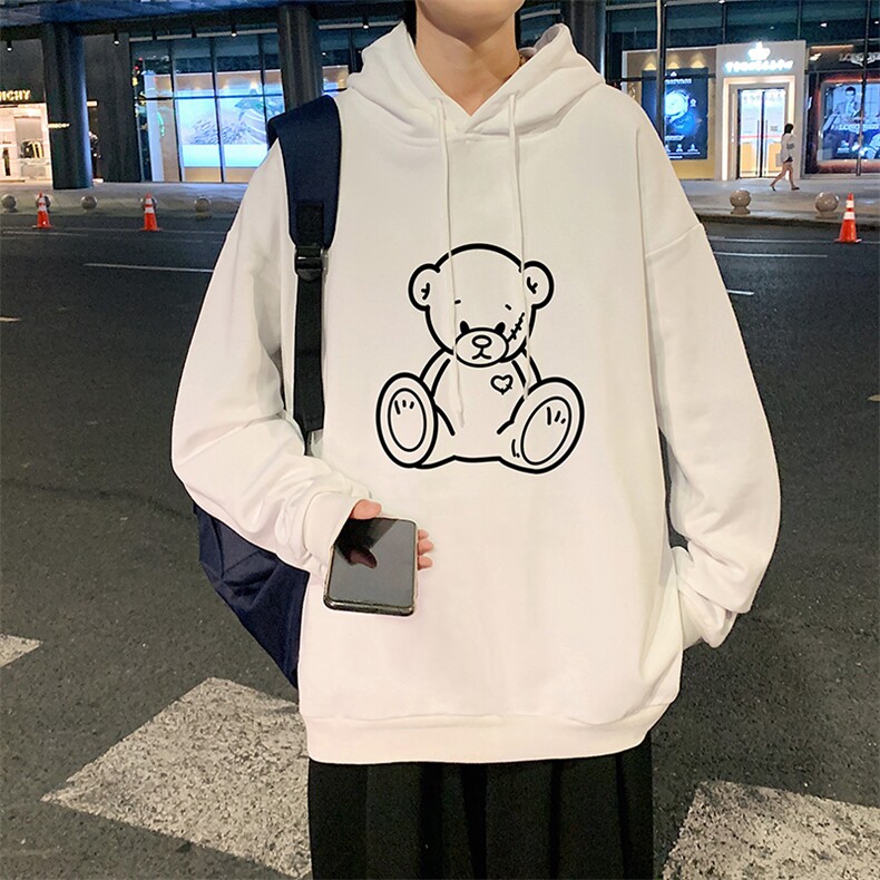 WY2174-P35 加绒款-P40 纯棉连帽卫衣男大码运动帽衫宽松薄外套男图片