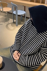 抖音直播！连帽条纹针织衫男毛衣男XH12-P55，男装针织衫/毛衣，电商B367