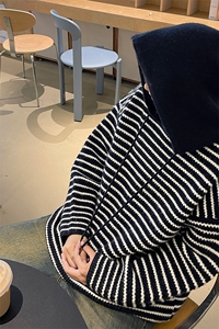 抖音直播！连帽条纹针织衫男毛衣男XH12-P55图片