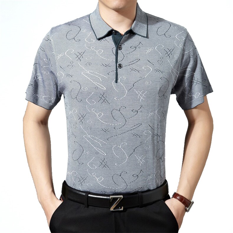 爸爸t恤短袖夏装新款中老年人父亲夏季上衣服爷爷中年男士polo衫,男装T恤,电商B212（原钱塘6029）