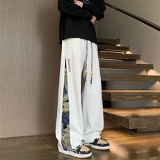 青春活力风拼接直筒休闲裤男宽松束脚美式运动裤K8461-特价P58，女装休闲裤，电商A007-1