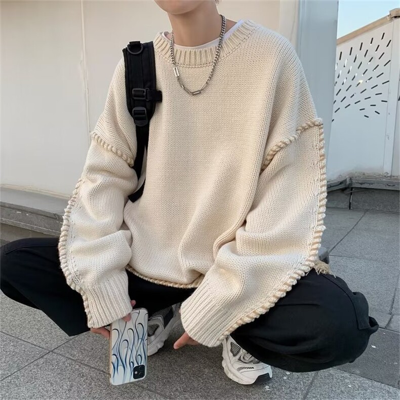 毛衣男港味2023秋季复古日系针织衫M226P55,男装针织衫/毛衣,星座1116-2