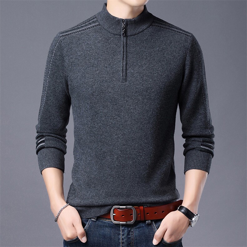 CM12067钱塘2020-2中年男士商务休闲冬季开衫半高领羊毛衫P190图片