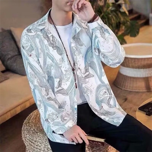 2025风创意仙鹤印花衬衫秋季外穿今年流行垂感满印衬衣外套图片