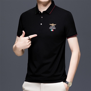HP5111夏季新款男士T恤衫简约刺绣男士短袖翻领通勤男装图片