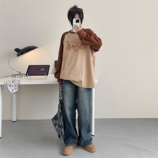 DT5307-TP30控价48冬季新款德绒男女打底衫印花圆领卫衣，男装卫衣，电商A102-1