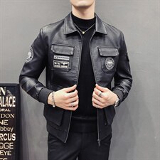 2023秋冬社会小伙PU皮衣男生机车皮夹克帅气休闲外套LE616-P118，男装皮衣，星座1105-3
